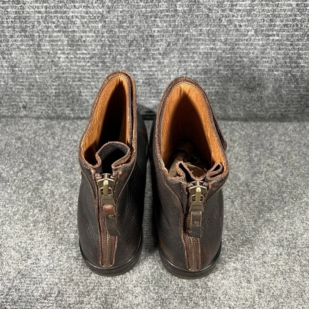 Elia Maurizi Boots Mens Size 7 Brown‎ Leather Ankle Zip Made In Italy 8117